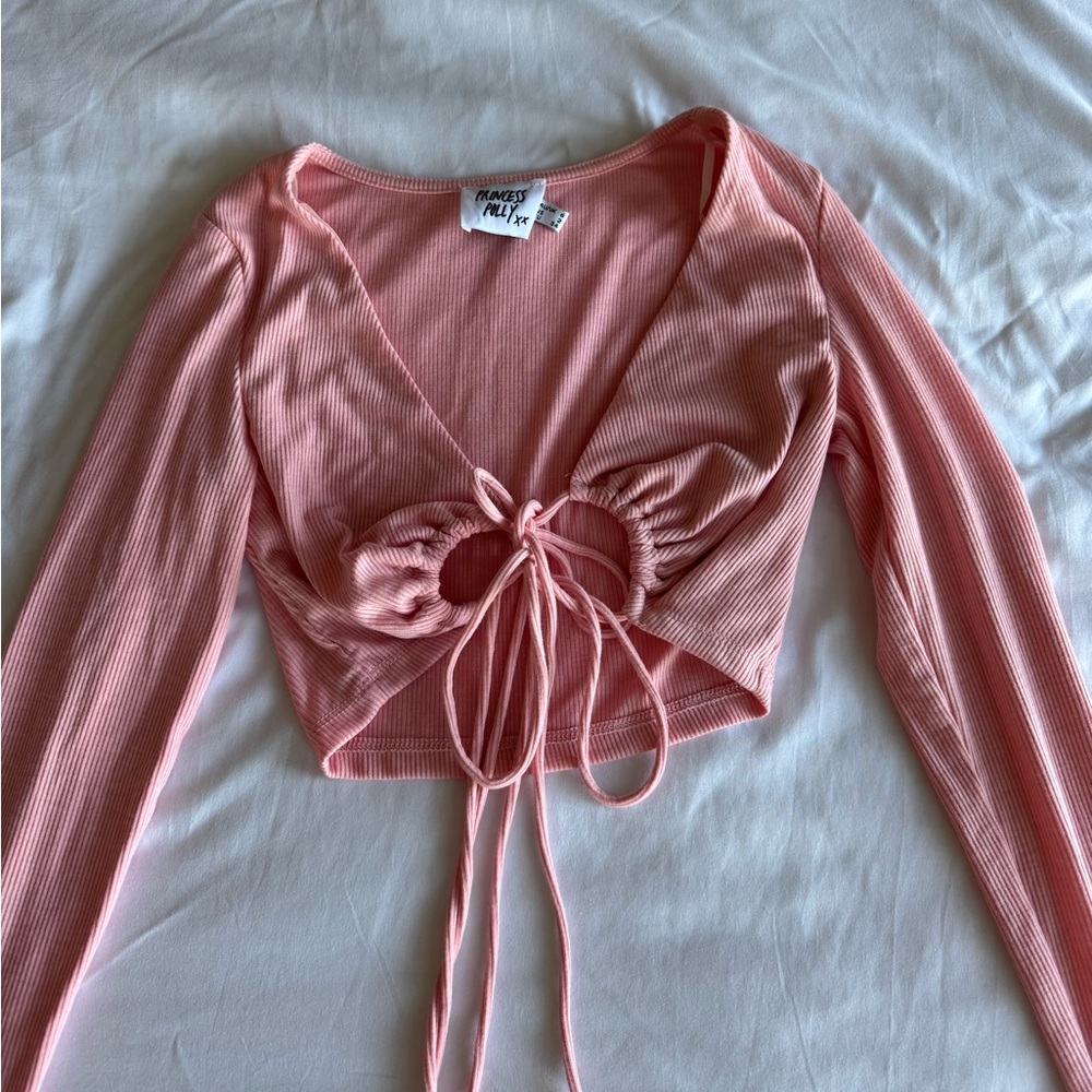 Pretty pink princess Polly long sleeve crop top